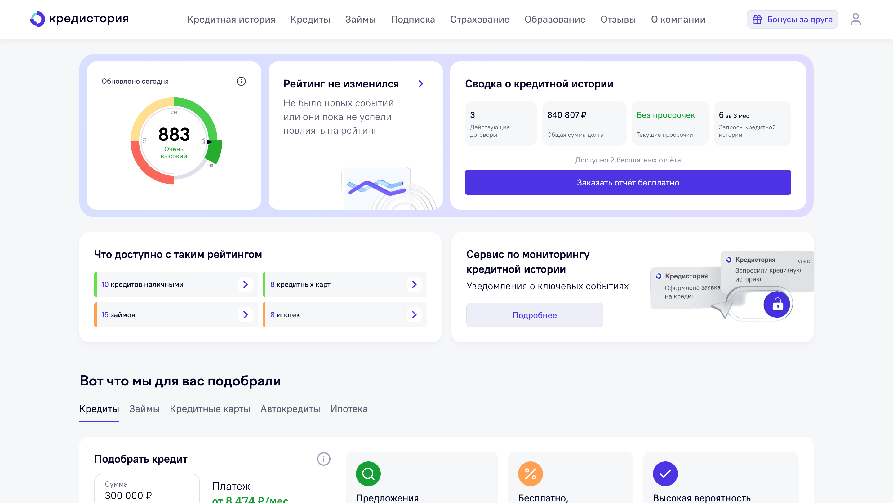 Credistoriya homepage